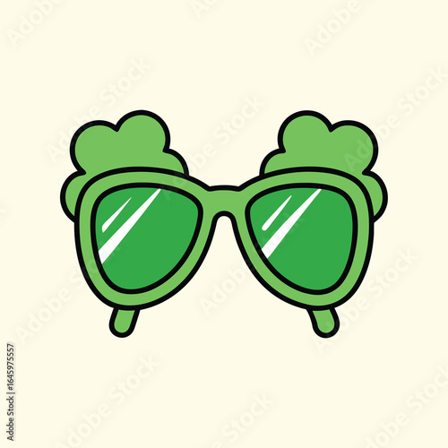 Novelty St. Patrick's Day Sunglasses with Shamrock Decorations and Green Lenses