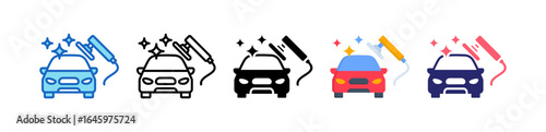 Car Polish Multiple Style Icon Set Collection. 
