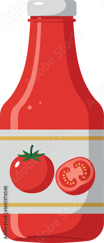 Ketchup bottle with tomato label condiment icon