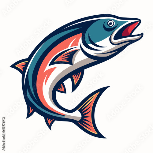 Sleek Salmon Vector Design White Background