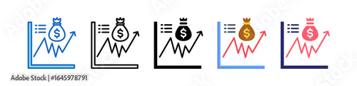 Market Capitalization Multiple Style Icon Set Collection. 