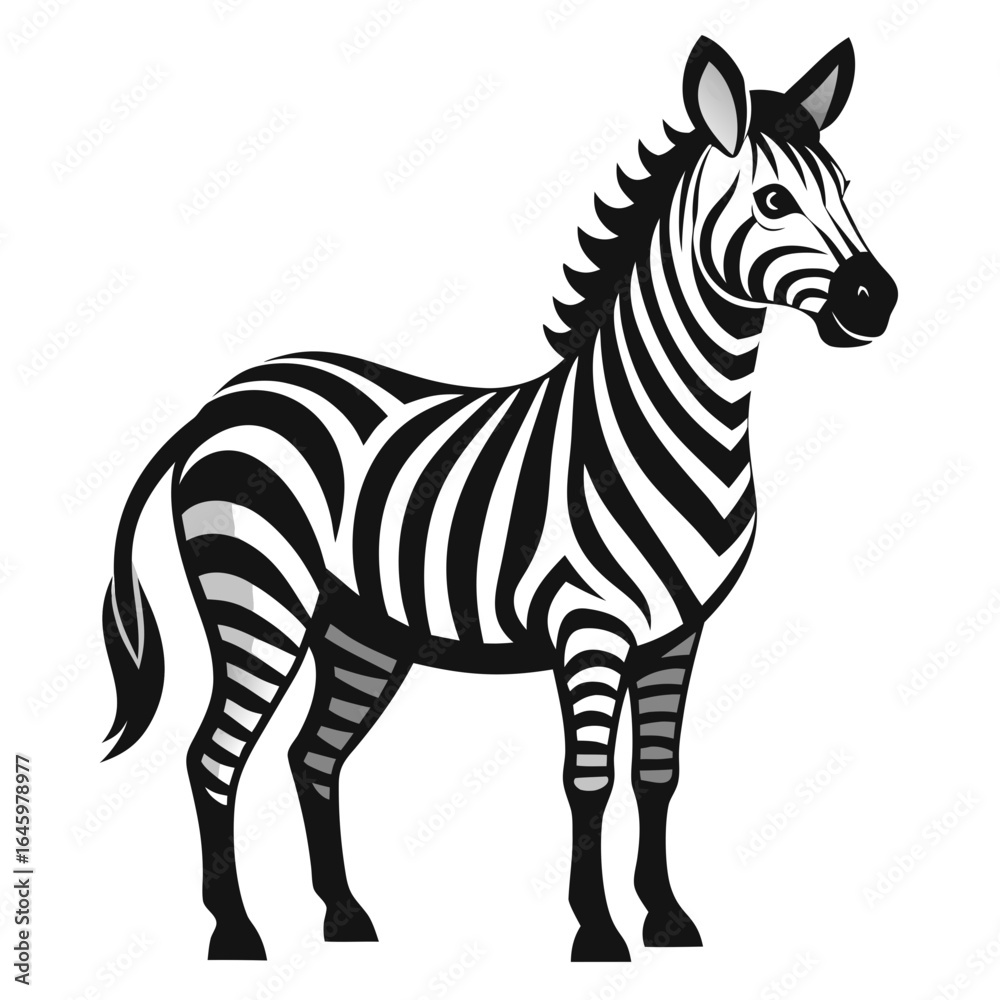 Fototapeta premium Sleek Zebra Vector Design White Background