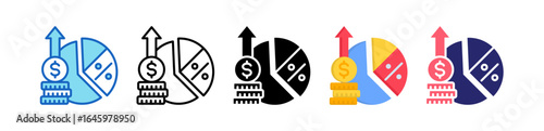 Profit Margin Multiple Style Icon Set Collection. 