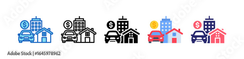 Tangible Assets Multiple Style Icon Set Collection. 