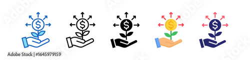 Dividend Yield Multiple Style Icon Set Collection. 