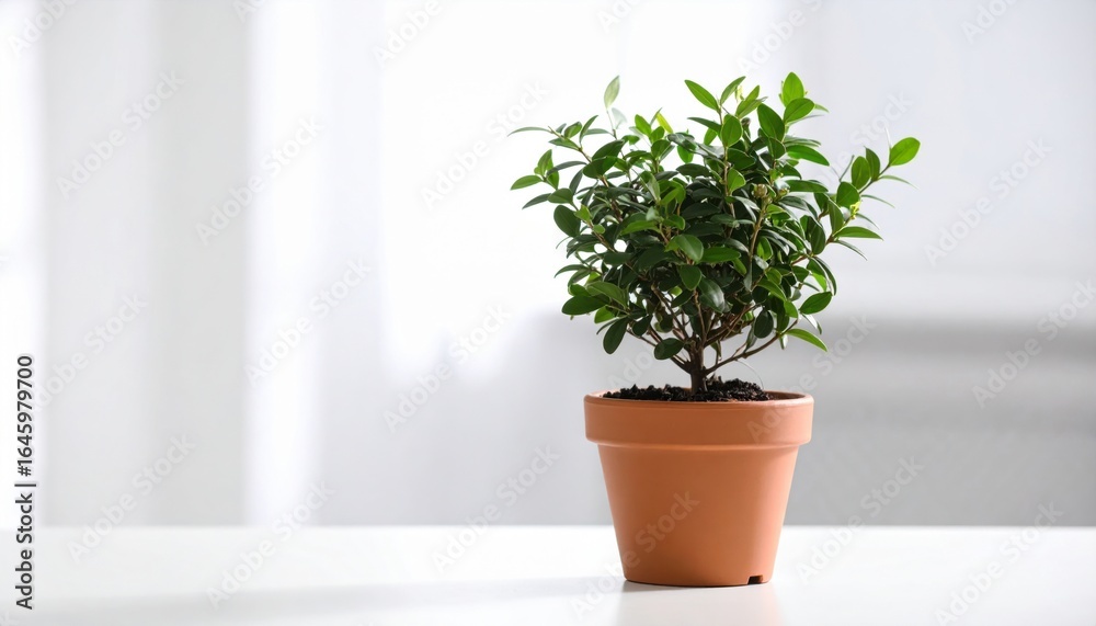 Fototapeta premium Potted Plant on White Surface