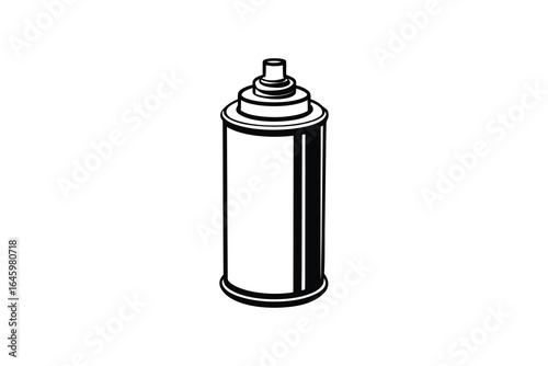 Simple black and white illustration of an aerosol spray can on a plain white background silhouette