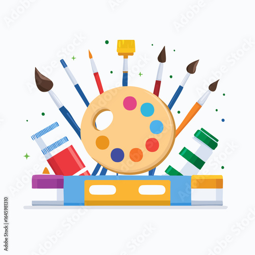 Art and creative learning tools in flat vector illustration