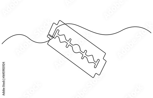 Dangerous razor blade in one continuous line drawing vector illustration