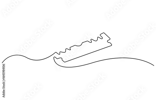 Dangerous razor blade in one continuous line drawing vector illustration