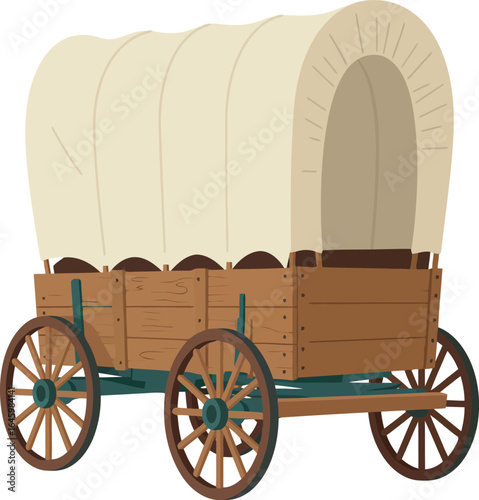 Vintage covered wagon illustration