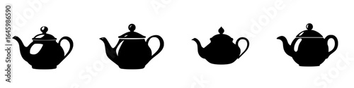 Different styles of teapots displayed in a row showcasing traditional designs and shapes for tea enthusiasts