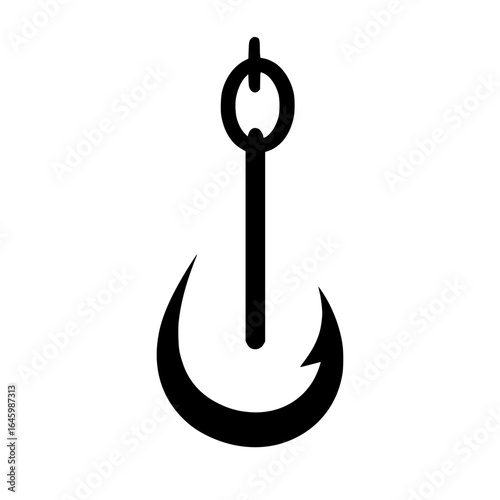 Creative black silhouette of a fishing hook designed for various artistic projects and branding purposes