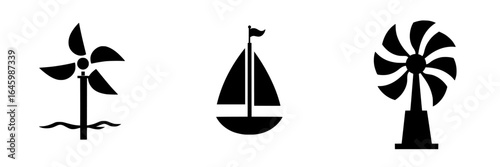 Wind energy symbols illustrating renewable sources and sustainable technology for future generations