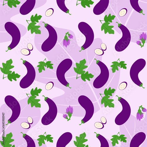 Eggplants seamless pattern background