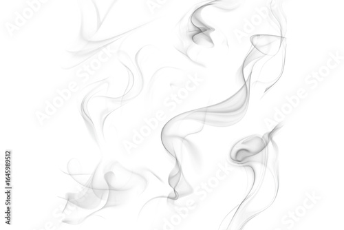 Wisps of smoke swirling in abstract patterns isolated on transparent background