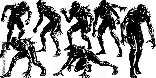 Terrifying Black and White Zombie Walk Art Design