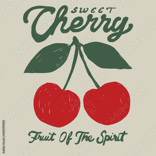 Eat well live well. Cherry sweet. Cherry fresh. Love cherry artwork. Cherry fruit print. Nature fruit club print design.