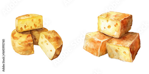 tibetan yak cheese watercolor vector illustration