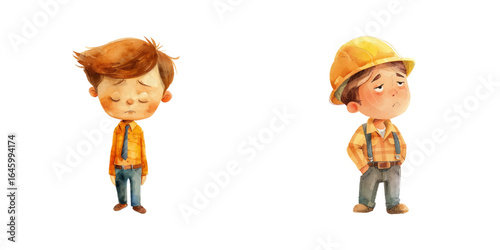 tired employee worker watercolor vector illustration