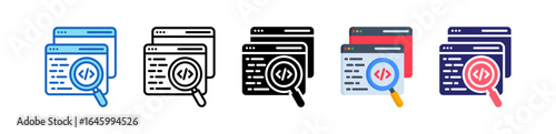 Code Analysis Multiple Style Icon Set Collection. 