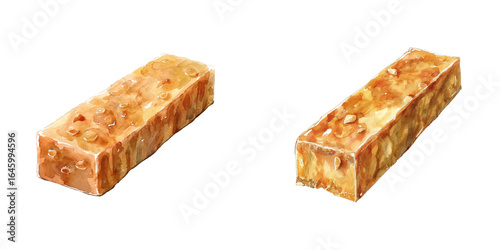 toffee caramel bar watercolor vector illustration