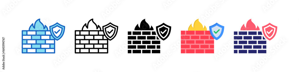 Obraz premium Firewall Multiple Style Icon Set Collection. 