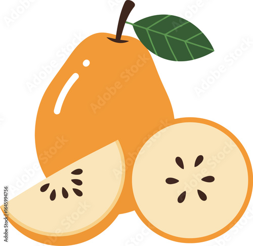 Fresh pear fruit slice healthy food illustration