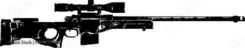 Sniper Rifle Gun Illustration Black and White