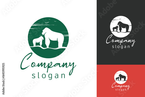 New animal logo, gorila logo, colorful safari logo.