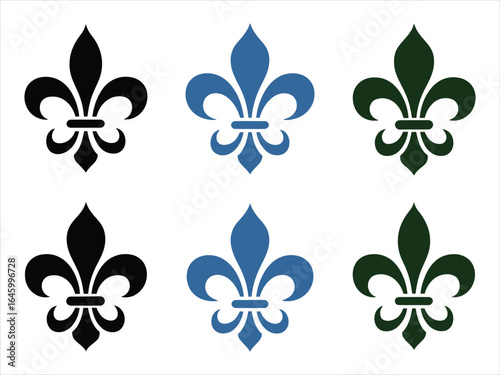 Black blue green fleur de lis vector