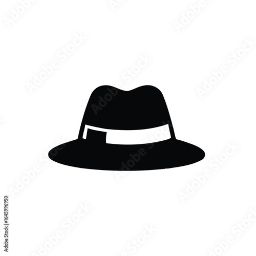 Black fedora hat with white band vector