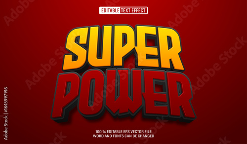 Editable 3d text style effect - Super Power text effect Template