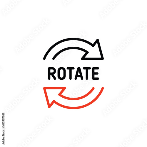 Black red arrows rotate text circular motion