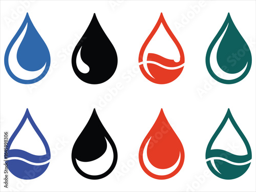 Blue black red teal drops liquid