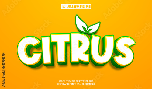 Editable 3d text style effect - Citrus Orange text effect Template
