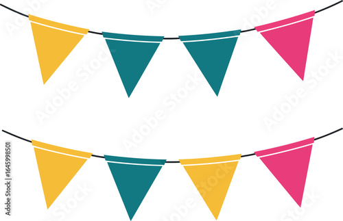 Colorful triangle bunting flags festive decoration
