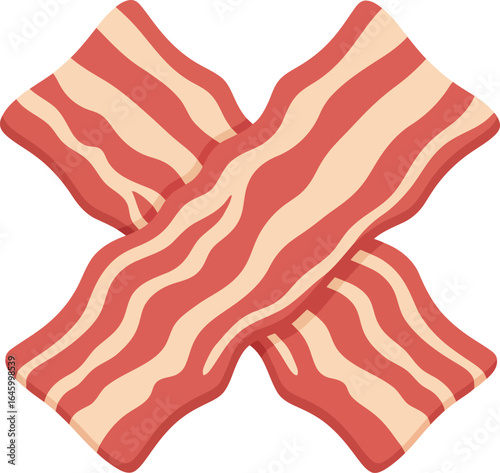 Crossed bacon strips savory breakfast food illustration