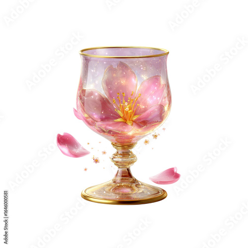 Enchanted Cherry Blossom in a Crystal Goblet