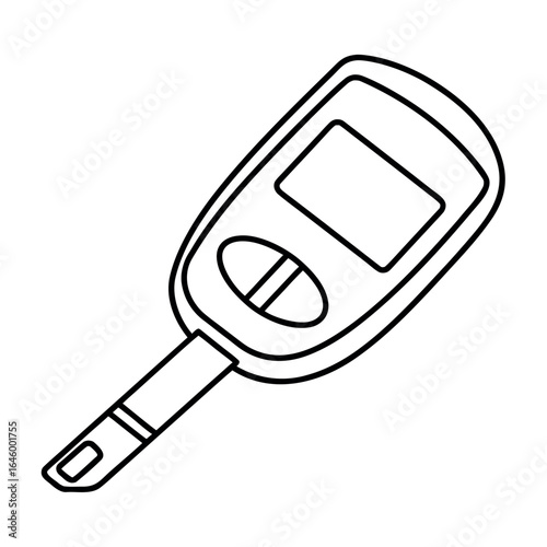 Minimalist digital glucose meter with test strip illustration
