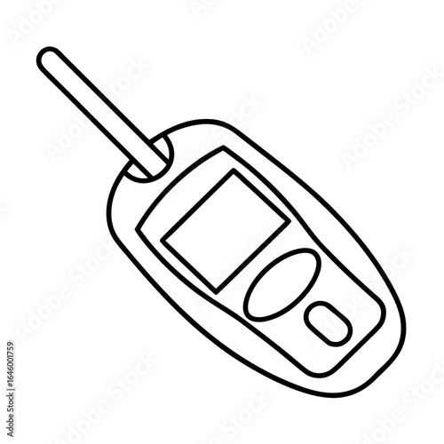 Minimalist digital glucose meter with test strip illustration