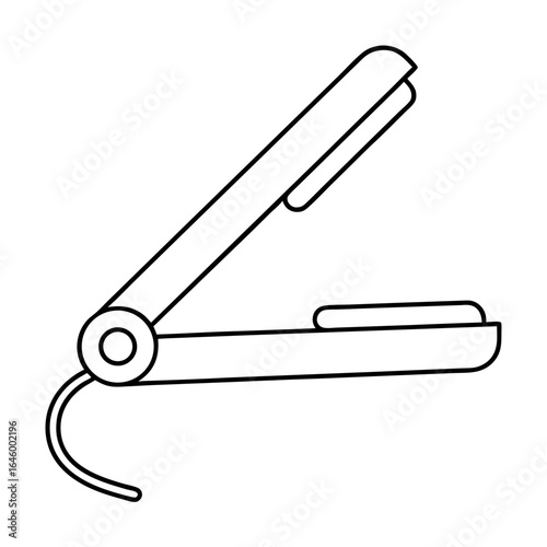 Minimalist illustration of a sleek hair straightening iron
