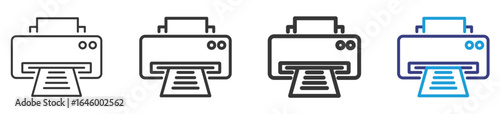 Printer Icon Set Illustration with Outline Style Variation