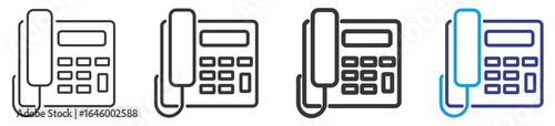 Office telephone Icon Set Illustration with Outline Style Variation