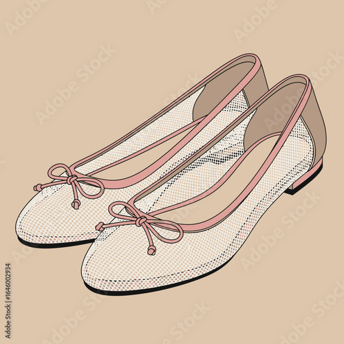 Elegant Ballerina Flats with Mesh Design and Delicate Bows, Stylish Women's Shoes with a Modern Twist for Fashion-Forward Individuals