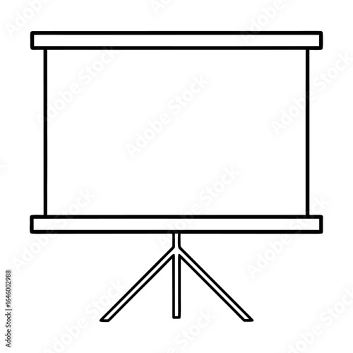 Minimalist line art of a modern projector screen on a stand