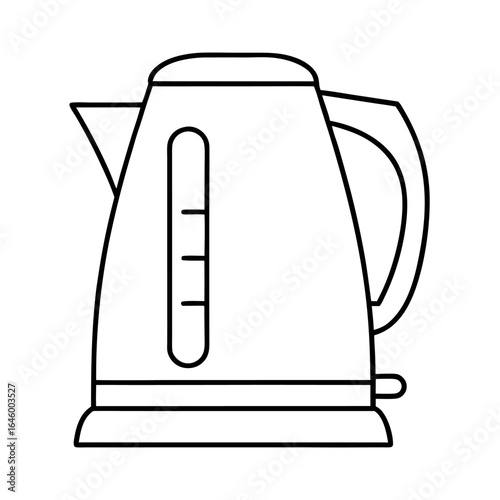 Sleek electric kettle with a clean line handle illustration