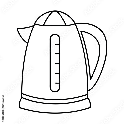 Sleek electric kettle with handle clean line illustration