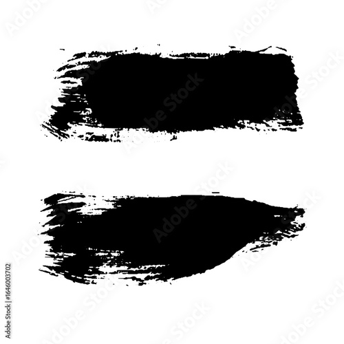 Grunge ink brush strokes elements. Black paint brush, stroke, line, grunge. Dirty textures of banners, boxes, frames and design elements. Black grunge brush stroke ink template collection