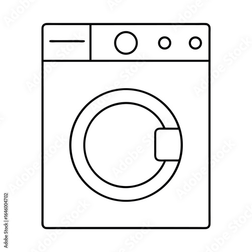 Minimalist line art of a front loading washing machine